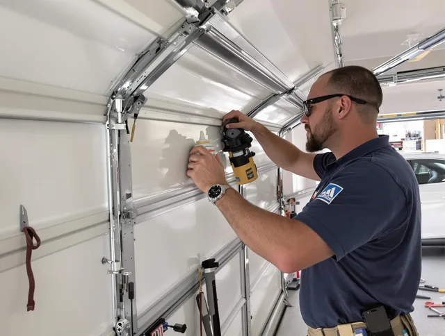 Wareham Garage Door Repair technician quieting a noisy garage door in Wareham