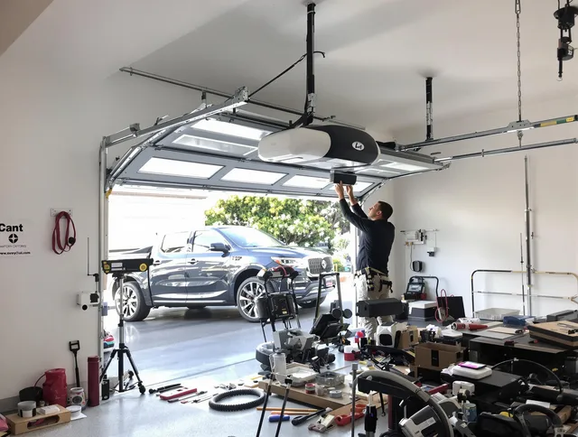 Wareham Garage Door Repair specialist installing smart garage door opener system in Wareham home
