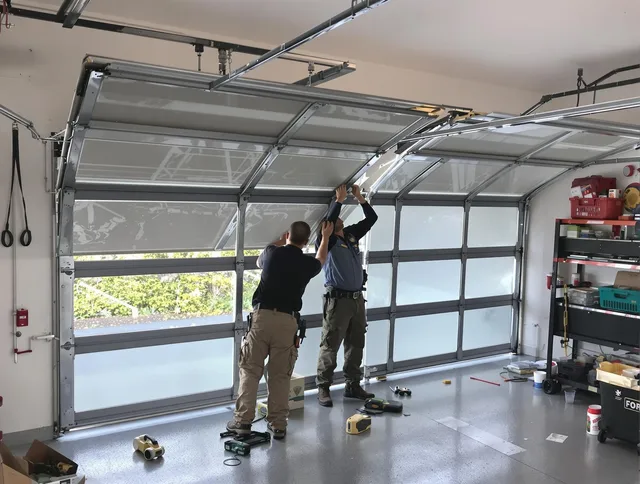 Wareham Garage Door Repair expert performing precise panel replacement on Wareham garage door